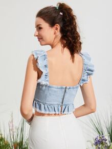 SHEIN MOD Top en mezclilla ribete con fruncido