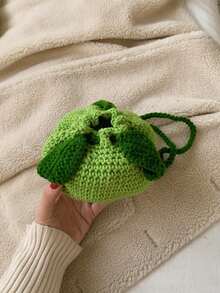 Bolso de ganchillo mini de dos tonos - Verde - Ver 1