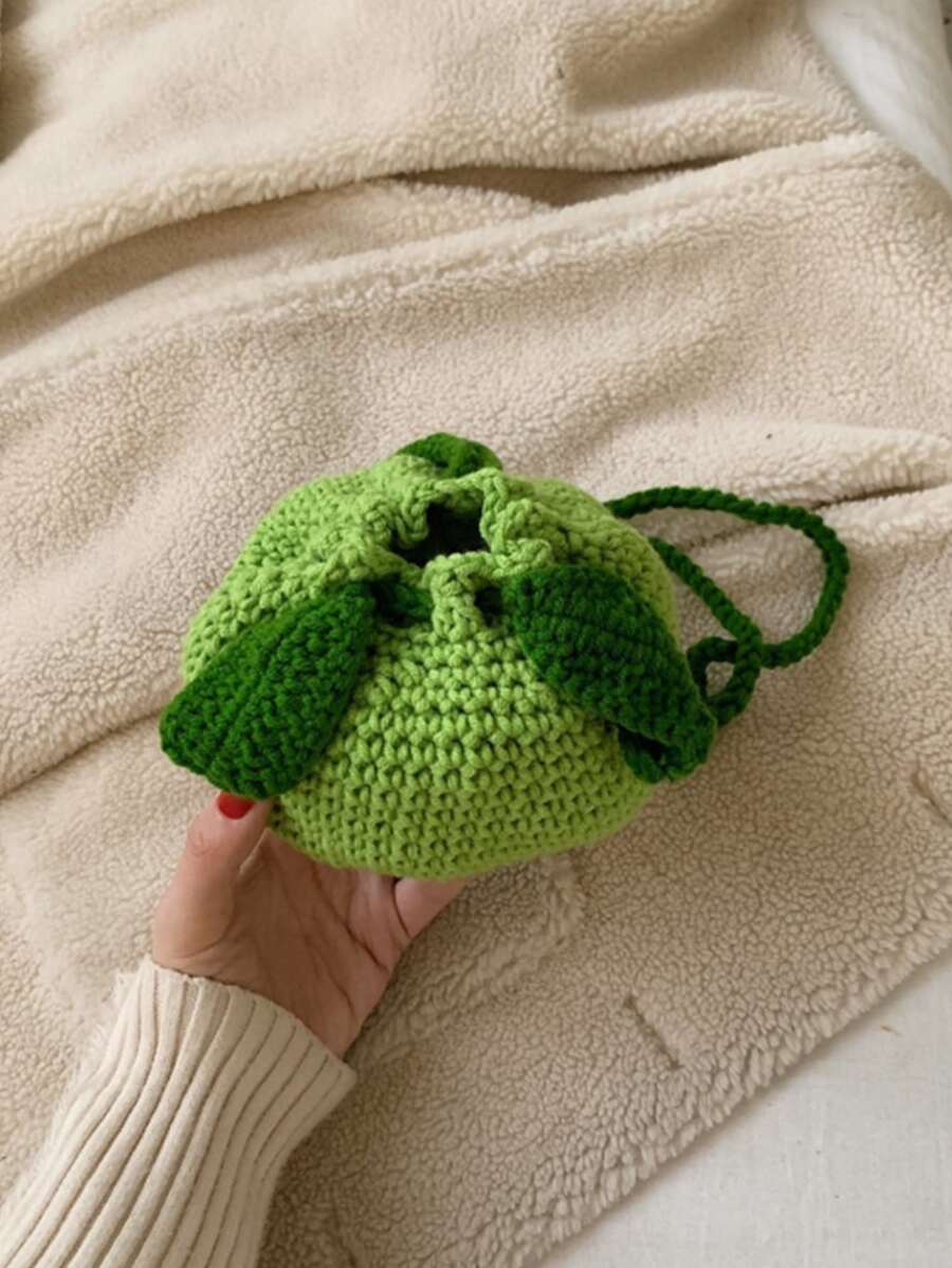 Bolso de ganchillo mini de dos tonos - Verde - Ver 1
