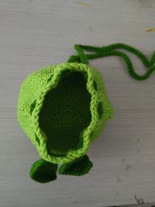 Bolso de ganchillo mini de dos tonos - Verde - Ver 3