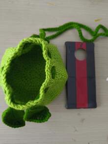 Bolso de ganchillo mini de dos tonos - Verde - Ver 5