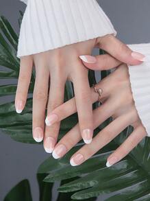 prettysecrets 24pcs Press On Nails Short Almond, French Tips Simple Nails On Press Nails Supplies Fake Nails, Suitable For Daily Use - Multicolor - View 1