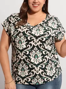 EMERY ROSE Blusa con estampado floral de manga murciélago - Multicolor - Ver 1