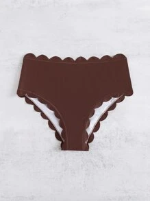 夏季扇贝边高腰比基尼内裤 - 酒紅色 - 查看 5