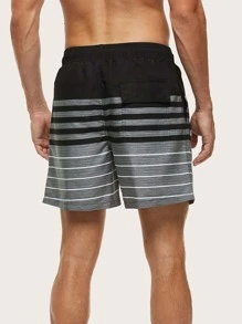 Manfinity KASUA Men Striped Drawstring Waist Swim Trunks - Multicolor - View 2
