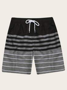 Manfinity KASUA Men Striped Drawstring Waist Swim Trunks - Multicolor - View 3
