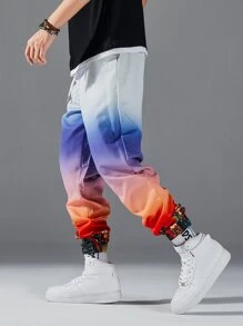 Manfinity Roghcode Men Building Print Ombre Drawstring Waist Pants - Multicolor - View 2