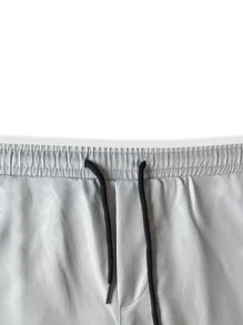 Manfinity Hypemode 男士寬鬆版型的字母貼花裝飾翻蓋口袋運貨褲 - 灰色 - 查看 3