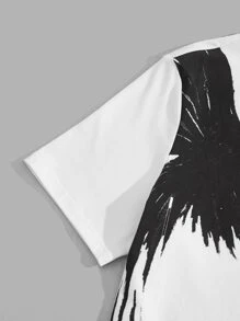 Manfinity VCAY Camiseta de manga corta con gráfico de pájaros de algodón para hombre y pantalón de chándal con cordón en la cintura, para salir