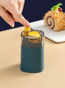 1pc Toothpick Box Creative Automatic Pop-up Household Living Room Press Type Toothpick Cartridge Can Portable Carry On Toothpick Cartridge - Navy Blue - View 1