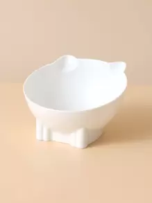 1pc Cat Ear Design Pet Bowl - White - View 1
