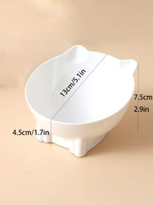 1pc Cat Ear Design Pet Bowl - White - View 3