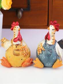 2pcs Polyresin Decoration Craft, Rooster Design Decoration Object For Home - Multicolor - View 1