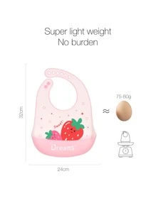 1入組嬰兒草莓圖案圍兜 - 粉色 - 查看 3