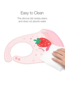 1入組嬰兒草莓圖案圍兜 - 粉色 - 查看 6