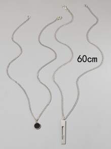Fashionable and Popular 2pcs Men Round & Geometric Pendant Necklace Alloy for Jewelry Gift and for a Stylish Look