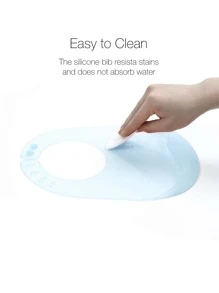 Silicone Baby Bib - Baby Blue - View 5