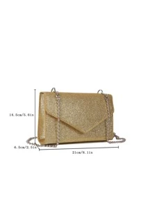 Glitter Flap Square Bag - Gold - View 3