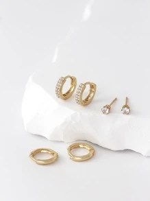 3對方晶鋯石裝飾耳環