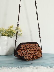 Mini Flower & Bead Decor Crossbody Bag - Multicolor - View 3