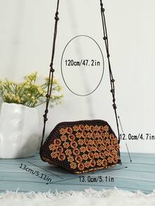 Mini Flower & Bead Decor Crossbody Bag - Multicolor - View 4