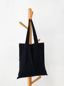 女孩極簡風格購物袋 - 黑色 - 查看 3