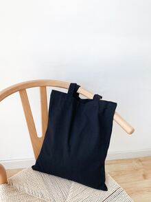 女孩極簡風格購物袋 - 黑色 - 查看 4