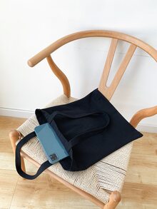 女孩極簡風格購物袋 - 黑色 - 查看 7