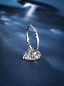 Nhẫn trang trí hình bầu dục Rhinestone - Bạc - Xem 2