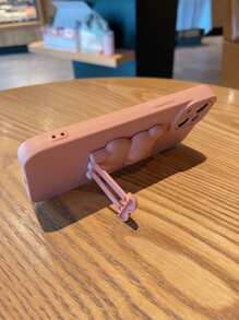 带小熊支架的坚固手机壳，国际版，非国内版 - 粉色 - 查看 2