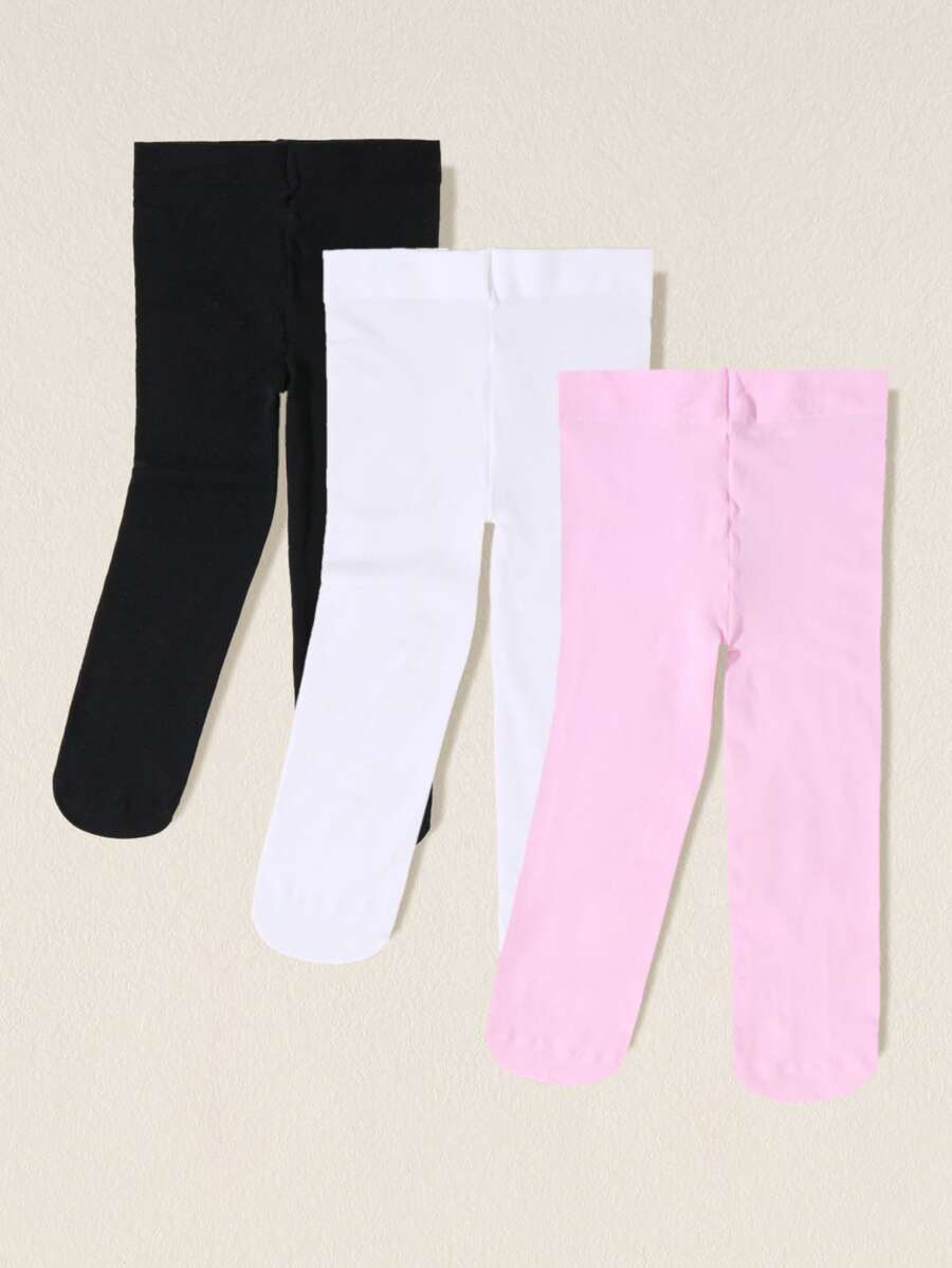 3pairs Baby Solid Tights - Multicolor - View 1