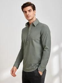Shein Men Solid Half Button Shirt Shein Usa