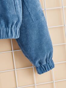 SHEIN Girls Zipper Front Drop Shoulder Hooded Jacket - Blue - View 4