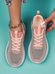 Zapatos de atletismo con diseño de parche de letra con cordón delantero - Multicolor - Ver 1