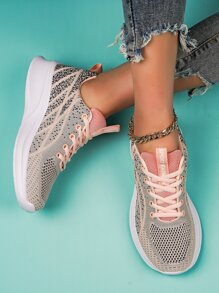 Zapatos de atletismo con diseño de parche de letra con cordón delantero - Multicolor - Ver 2