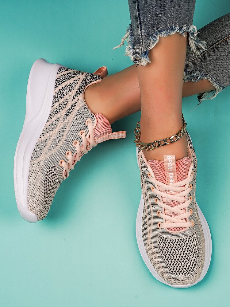 Letter Patch Decor Lace-up Front Running Shoes - Multicolor - View 2