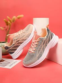 Zapatos de atletismo con diseño de parche de letra con cordón delantero - Multicolor - Ver 3