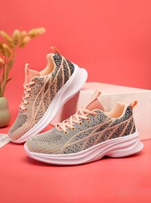 Zapatos de atletismo con diseño de parche de letra con cordón delantero - Multicolor - Ver 4