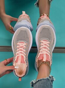 Zapatos de atletismo con diseño de parche de letra con cordón delantero - Multicolor - Ver 7