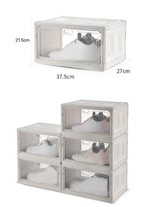 1pc Clear Plastic Shoe Storage Box - White - View 3