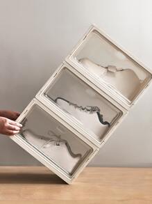 1pc Clear Plastic Shoe Storage Box - White - View 4