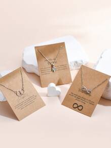 3 cái Bướm & Vô Cực Biểu Tượng Quyến Rũ Vòng Cổ - Bạc - Xem 2