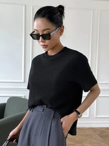 DAZY Solid Mock Neck Tee