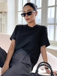 DAZY Solid Mock Neck Tee