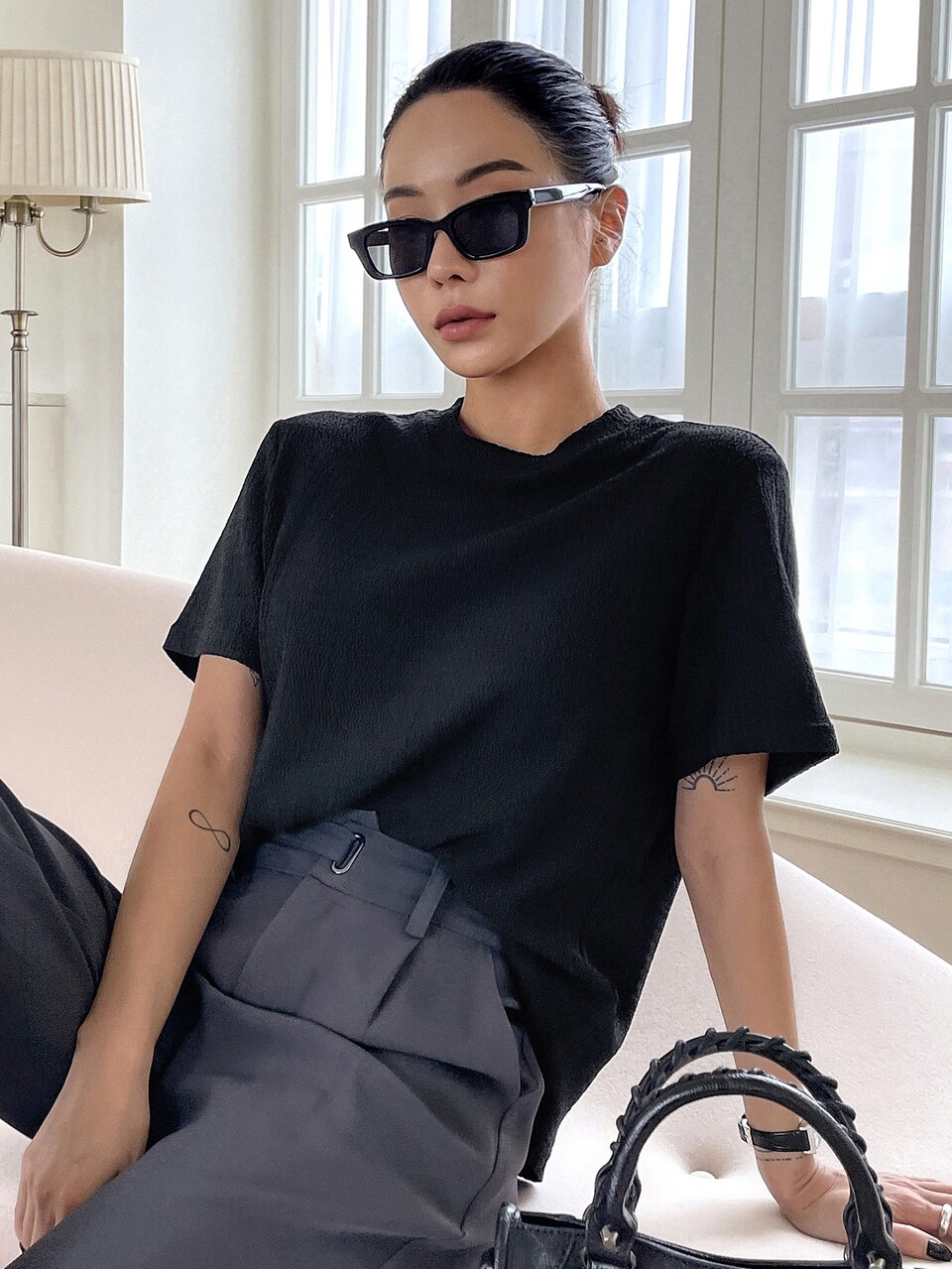 Solid Mock Neck Tee