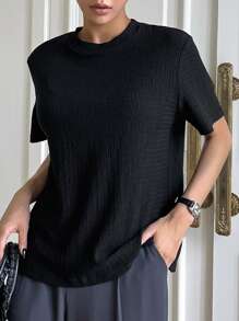 DAZY Solid Mock Neck Tee