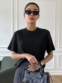 DAZY Solid Mock Neck Tee