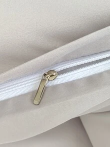 Dog Embroidered Duvet Cover Set Without Filler - Light Grey - View 7