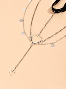 Cadena de muslo con corazón & con diseño de redondo - Plateado - Ver 3