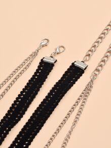 Cadena de muslo con corazón & con diseño de redondo - Plateado - Ver 5